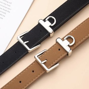 Nouveau 2.3CM de large <span class=keywords><strong>ceinture</strong></span> en daim femmes Faux cuir dames taille <span class=keywords><strong>ceinture</strong></span> pour jean robe décontracté carré argent boucle - Product Image 1