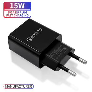 شاحن حائط عالمي سريع للهواتف بقوة 5 فولت 3 أمبير مع منفذ <span class=keywords><strong>USB</strong></span>-A وقابس أوروبي، ملحقات جوال، شحن سريع 15 واط بسعر الجملة - Product Image 1