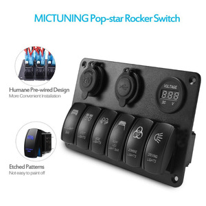 Aluminum Waterproof <b>Switch</b> Panel With Cigarette Lighter <b>Adapter</b> Dual USB Voltage Gauge For Car Truck - Product Image 2