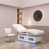 Nuevo Diseño de Cama Facial Multifuncional para Salón de Belleza, Ajustable, Médica, con 3 Motores, Eléctrica, Mesa de Masaje con Lámpara