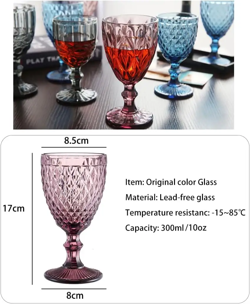 Wholesale Glassware Colored Wine Glasses Water Pressed Blue Glass Goblets
