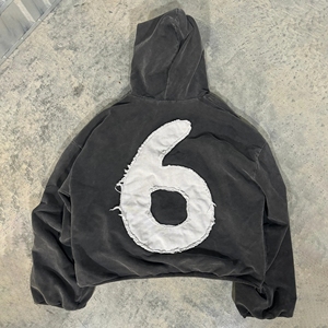 Manufacturers Heavyweight Double Layer Custom Distressed Applique Embroidery <b>Spray</b> <b>Paint</b> Boxy Cropped Hoodie Men - Product Image 4