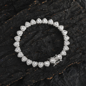 New <b>Love</b> Zircon <b>Bracelet</b> Women's Tennis Chain Heart-shaped Men's <b>Bracelet</b> Couple Stacked Wind Tanjing Fashion Lijing Necklace - Product Image 3