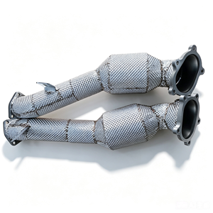 Pour <span class=keywords><strong>Audi</strong></span> S6/S7/<span class=keywords><strong>RS6</strong></span>/RS7/A8/S8 C7 C7.5 4.0T 2012-2019, Downpipe à haut débit en acier inoxydable 304 avec bouclier thermique, fixation directe, en stock - Product Image 6