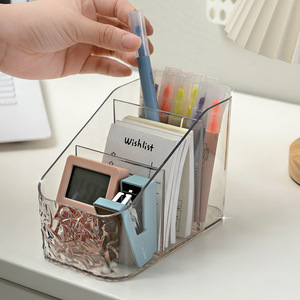 Transparent Cosmetic Organizer With Divided Compartments For <b>Makeup</b> Brushes Lipsticks And Pens Desktop Storage <b>Box</b> - Product Image 4
