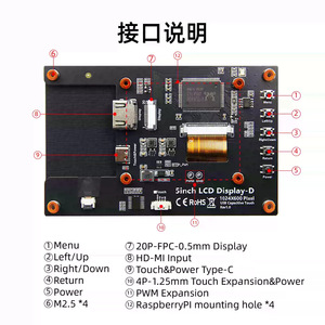 Pantalla LCD Bestview de 5 pulgadas 1024x600 píxeles con pantalla táctil capacitiva USB para Raspberry Pi - Product Image 2