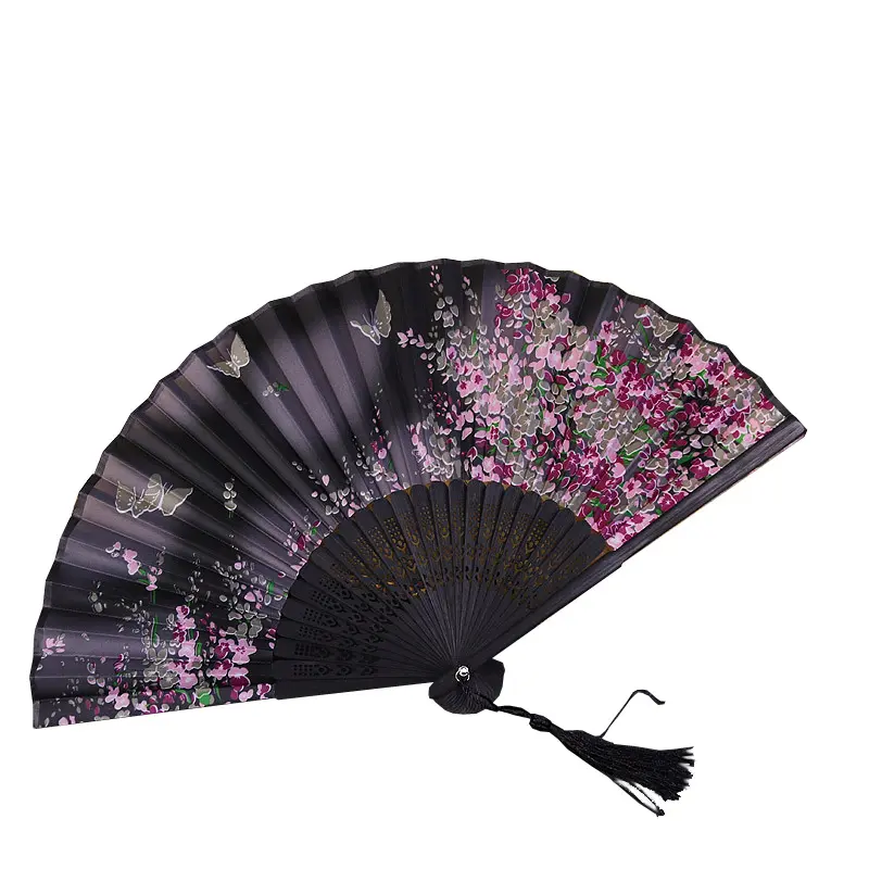 Chinese Japanese Style Silk Hand Fan Bamboo Wedding Favors Art Gifts Dance Handheld Vintage Folding Flower Chinese Silk Fan