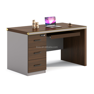 Meubles de bureau commerciaux modernes, bureau <span class=keywords><strong>VIP</strong></span> en aluminium et panneaux en bois, 1200*600*750mm, hauteur réglable, bureau d'ordinateur en gris bleu - Product Image 2