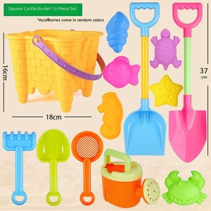 Ensemble de jouets de plage : seau, arrosoir, pelle, bêche, moules à sable – Jouet de plage extérieur coloré, multi-styles, portable, seau à sable pour bébé - Product Image 2