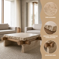 Table basse en pierre Wabi Sabi naturelle, durable et écologique, table carrée rustique, table centrale pour salon, décoration de maison de luxe, meubles