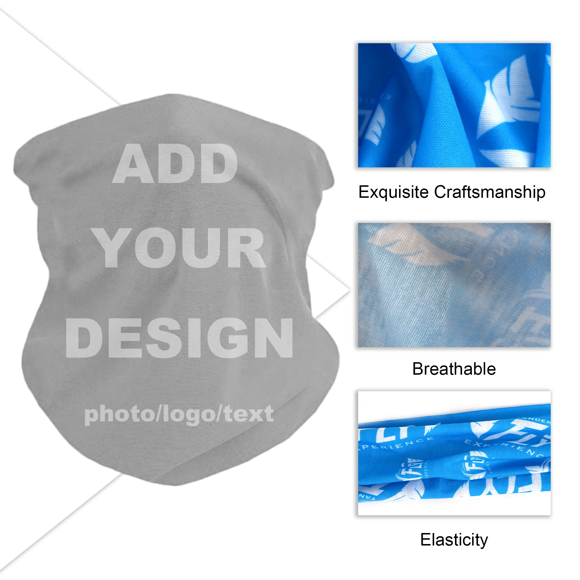 Pañuelo de tubo sin costuras de gran tamaño con logotipo de impresión de diseño personalizado bufanda de poliéster para motocicleta mascarilla Buff Neck Gaiter