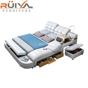 <span class=keywords><strong>Lit</strong></span> en Cuir <span class=keywords><strong>de</strong></span> Style Européen Moderne Multifonctionnel avec Rangement, Tête <span class=keywords><strong>de</strong></span> <span class=keywords><strong>Lit</strong></span> Capitonnée, Taille Queen/King, Meuble <span class=keywords><strong>de</strong></span> Chambre <span class=keywords><strong>de</strong></span> Luxe Tatami - Product Image 4