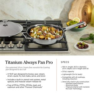 <span class=keywords><strong>Ensemble</strong></span> de casseroles en titane et acier inoxydable tri-couches, compatible avec les fours, les plaques à <span class=keywords><strong>induction</strong></span> et les cuisinières jusqu'à 1000 ° F - Product Image 3