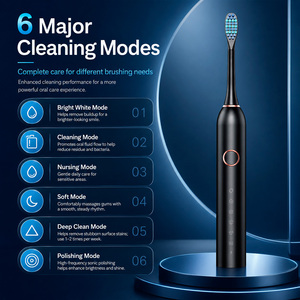 Brosse à dents électrique rechargeable IPX7, nettoyage buccal, 6 modes, brosse à dents sonique pour adultes avec 4 têtes de brosse à poils doux, boîte de voyage - Product Image 2