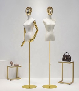 Colore personalizzato abito da sposa oro cromato <span class=keywords><strong>braccio</strong></span>/testa manichino Mujer <span class=keywords><strong>donna</strong></span> abbigliamento Display lino mezzo corpo manichino femminile con <span class=keywords><strong>braccio</strong></span> - Product Image 1