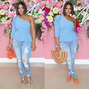 Abbigliamento donna <span class=keywords><strong>monospalla</strong></span> alla moda estivo in tinta unita <span class=keywords><strong>top</strong></span> a manica singola <span class=keywords><strong>top</strong></span> da donna alla moda - Product Image 6