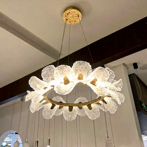 French Cream Style Oval High End Light Luxury Flower LED Dimmable <b>Pendant</b> Light CRI 60 3500K Warm White Bedroom Restaurant Use - Product Image 1