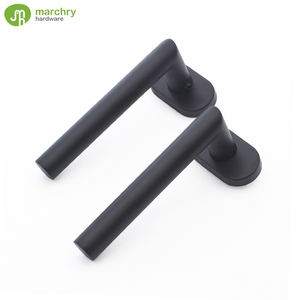 Manija de base ovalada Palanca en forma de L Superficie negra Manija de puerta de acero inoxidable - Product Image 2