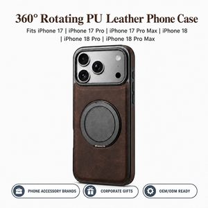 Étui de téléphone en cuir PU avec support rotatif à <span class=keywords><strong>360</strong></span> degrés, support magnétique pour voiture, cadre en TPU noir mat, coque arrière en PC pour iPhone - Product Image 2