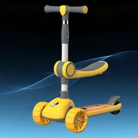 Trottinette 2 en 1 pour tout-petits, pliable, siège réglable en hauteur, roues LED clignotantes, trottinette sécurisée pour enfants de 2 à 8 ans, jouet de jeu en plein air