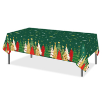 Nappe de table de Noël Huancai, motif arbre vert et flocons de neige, nappe en plastique jetable pour les fournitures de fête de Noël