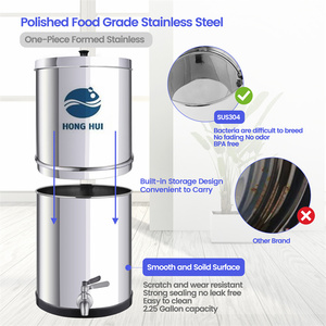 Hồng HUI NSF/ANSI 42 & 372 kích thước lớn 22 L epurateur D'eau xách tay thép không gỉ trọng lực lọc nước - Product Image 6