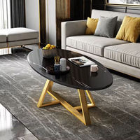Table basse en métal robuste en forme de X, plateau ovale de 120 cm, mobilier modulaire pour salon, stable pour usage résidentiel et commercial