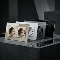 Prise murale double Schuko européenne en verre trempé 146mm*86mm, 2 prises européennes standard, 1 port USB, 4 ports USB-C, usage hospitalier, 16A 250V