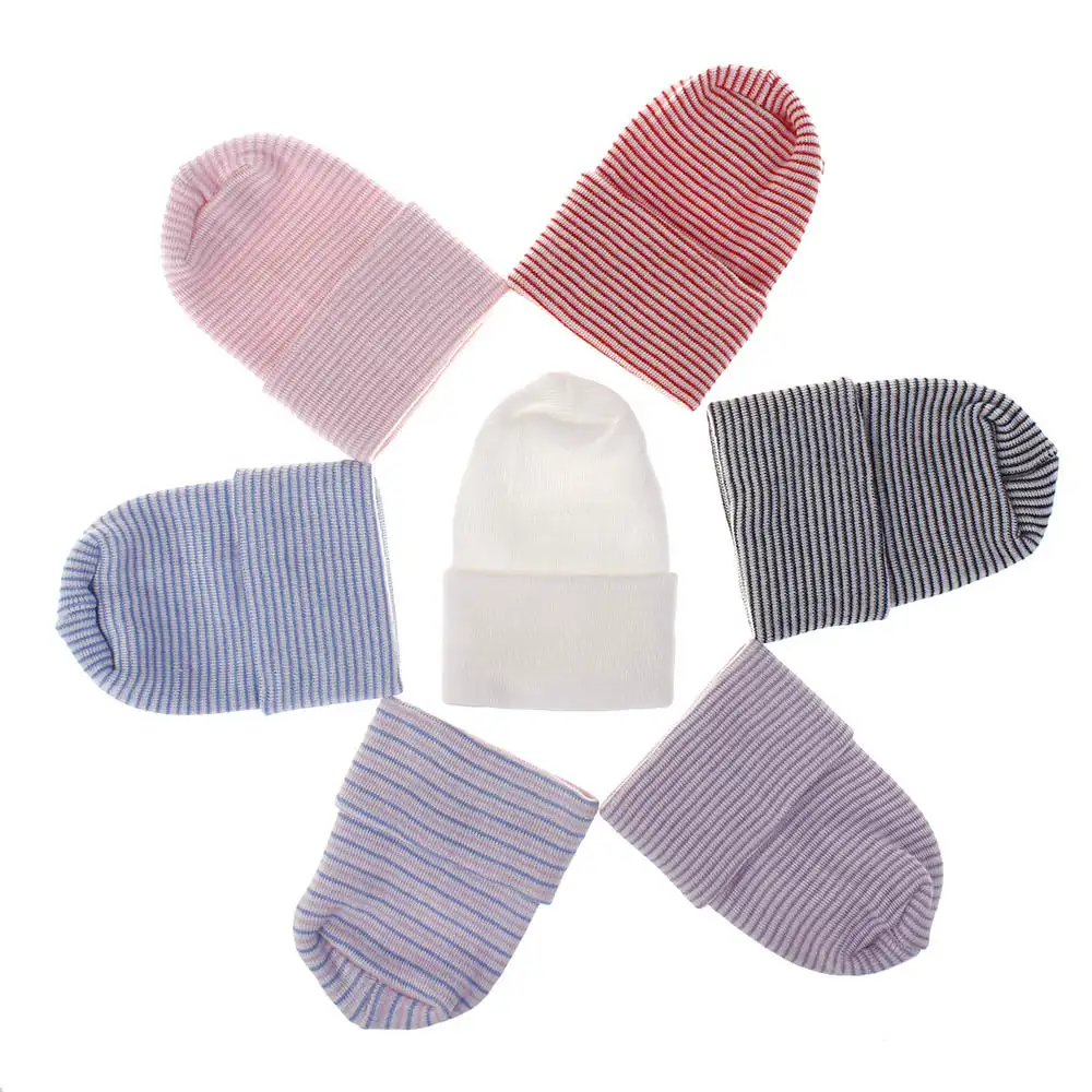 Pamuk yenidoğan bebek düğüm kasketleri erkek kız uyku kapaklar katı bebek şapkalar güzel bebek kapaklar bebek hastane şapkalar