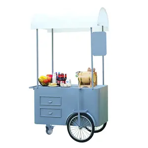 Carrito de mano para comida callejera Carro de carga de 3 ruedas con caja de almacenamiento para promoción de venta