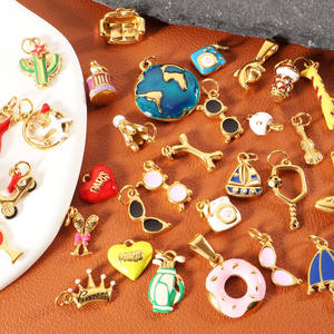 Charmes en émail coloré plaqués <span class=keywords><strong>or</strong></span> 18 carats PVD imperméables, pendentifs en acier inoxydable, fabrication de bijoux DIY pour femmes, bracelet, collier - Product Image 1