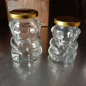 熊形玻璃罐蜂蜜无气盖玻璃罐熊形糖果罐果冻杯食品玻璃瓶