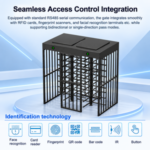 Control de Acceso a Puertas, Seguridad, Torniquete de Altura Completa con Doble Canal RFID QR, Anti-Embestida de Cola, Protección IP54, Motor sin Escobillas - Product Image 3
