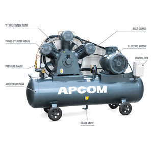 เครื่องอัดอากาศแบบลูกสูบ APCOM แรงดันสูง 30 บาร์ 7.5 กิโลวัตต์ 10 แรงม้า สำหรับอุตสาหกรรม - Product Image 5