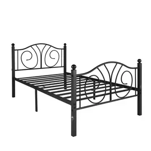Modern Twin size Steel Bed Frame Storage Metal Platform Bed Bedroom Furniture Headboard Retro Children's Beds