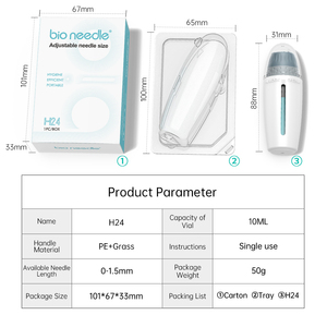 Rodillo Dérmico Ajustable H24 con Cámara de Suero 0-1.5mm para Infusión de Esencia en el Cuidado Facial, Uso Doméstico y Profesional, en Envase Aséptico - Product Image 6