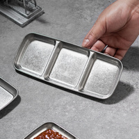 Rétro 304 acier inoxydable Barbecue assaisonnement Sauce plat 1/2/3/4 compartiments vaisselle coréenne Sauce soja trempette soucoupe plat