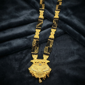 Wholesale 24K Micro Gold AD Stone Long Mangalsutra With Big Pendant, Forming AD Mangalsutra, Traditional Wedding AD Mangalsutra. - Product Image 1