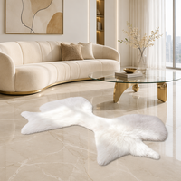 Tapis personnalisé en fausse fourrure à poils longs en forme de queue de poisson pour chambre à coucher, tapis moelleux
