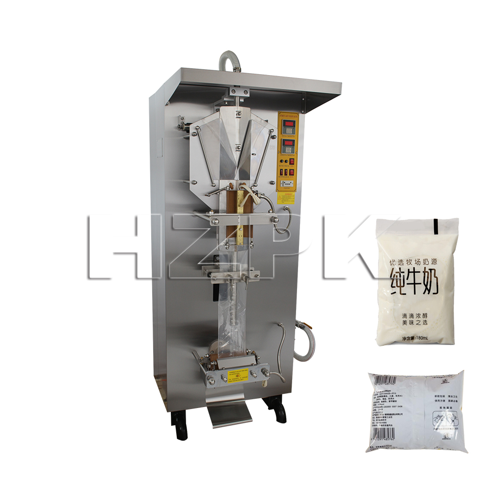 HZPK automatic small milk juice beverage water liquid detergent pouch sachet bag filling and sealing machine