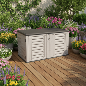 Armoire extérieure en plastique HDPE de 120 gallons / 454 L avec <span class=keywords><strong>porte</strong></span> verrouillable, étanche et écologique pour le rangement dans la cour et sur la terrasse - Product Image 1