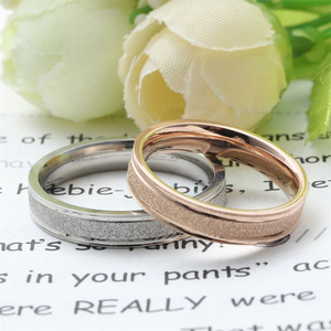 Rose Gold Titanium Steel Frosted <b>Ring</b> Women's Geometric Simple Everyday Wear 23015 - Product Image 3