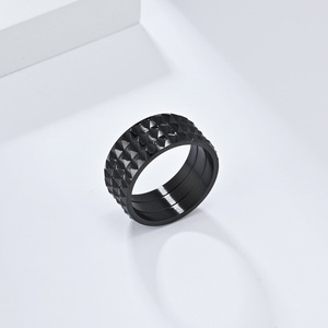 yunnique retro punk hip-hop exaggerated diamond pattern <b>titanium</b> steel <b>ring</b>, unisex trendy niche personal jewelry - Product Image 4