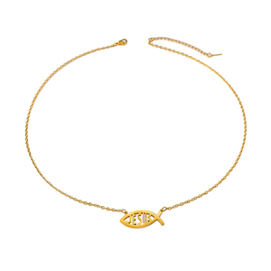 Nouveau Collier Pendentif Simple en Acier Inoxydable avec Caligraphie Religieuse Poisson de Jésus, Style Musulman <span class=keywords><strong>Islamique</strong></span> Arabe, pour l'Aïd et le Ramadan, Vente en Gros - Product Image 5
