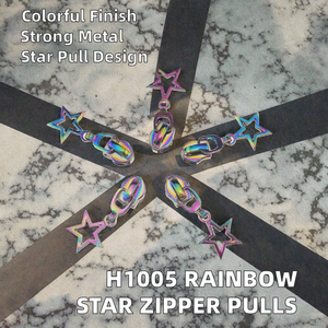 Poignées en alliage de zinc H1005 Rainbow Star sans verrouillage pour # 5 fermetures éclair en nylon avec tailles personnalisées - Product Image 2
