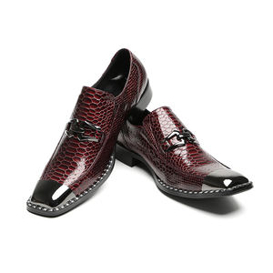 Britannique métal bout carré hommes en cuir véritable mocassins grande taille chaussures mâle sans lacet richelieu chaussures fête d'affaires chaussures formelles - Product Image 4