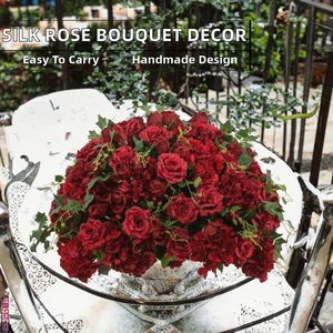 Bouquet <span class=keywords><strong>di</strong></span> <span class=keywords><strong>Rose</strong></span> in Seta Premium, Composizioni Floreali Artificiali, Centrotavola per la Festa della Mamma, Decorazioni per Archi, Sfondo per Feste Nuziali - Product Image 2