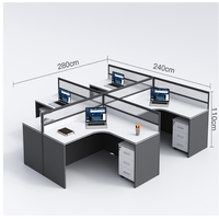 Modern Aluminum Glass Partition Office Cubicle Workstation with Sound Absorption for Home Office and School Use