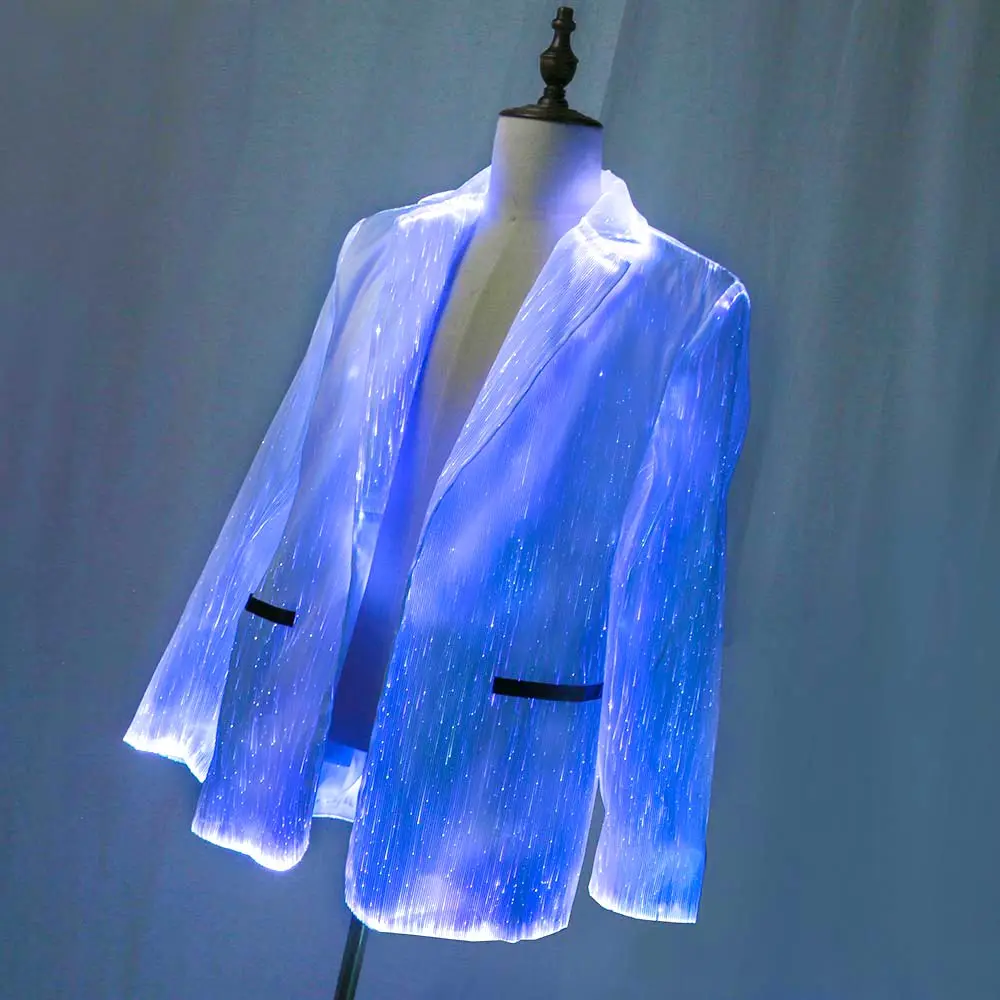 Led light up rave outfit abiti in fibra ottica giacca illuminata per il festival dell'uomo che brucia