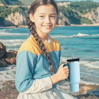 Gobelet isotherme en acier inoxydable à double paroi de 40 oz, design classique, avec paille et poignée, prix de gros